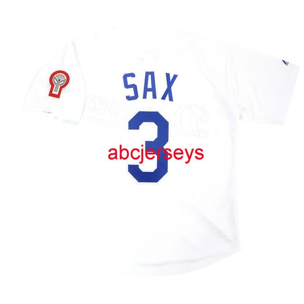 La maglia bianca Home cucita personalizzata Steve Sax 1981 aggiunge il numero del nome Maglia da baseball