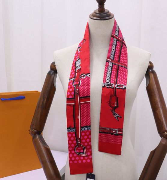 

100% silk scarf fashion womens small scarves famous brand designer headband without box, Blue;gray