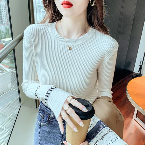 

women's sweaters knit woman long sleeve pull femme col rond oversize sweater women knitting outwear korean fashion drop, White;black