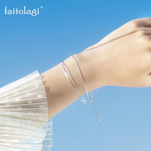 

multilayer snake chain bracelet smooth slim charm bracelets for women silver color bangle female jewelry party wedding gift, Golden;silver