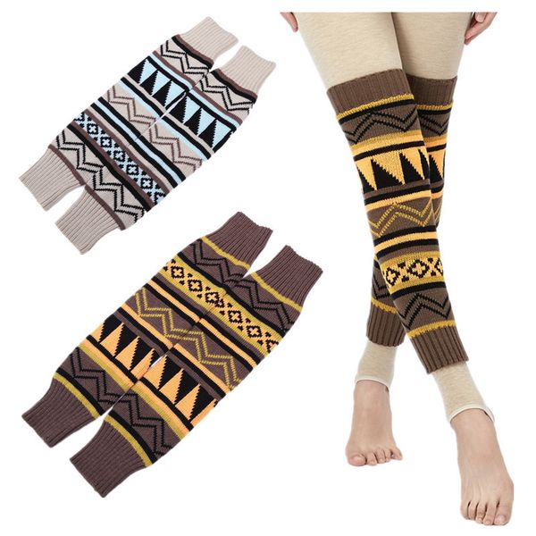 

women's sorks hosiery bohemian thiened wool pile sos autumn and winter color matching boots leg protectors, Black;white