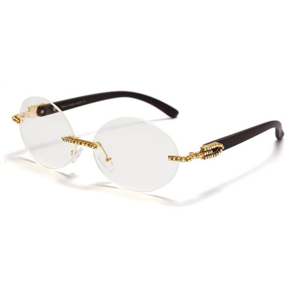

cubojue rimless eyeglasses frames male oval glasses women diamond rhinestone spectacles gold silver frameless fashion sunglasses, Black