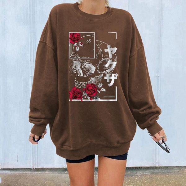 

women's hoodies & sweatshirts ladies halloween print loose casual round neck printed long-sleeved streetwear pullovers, Black