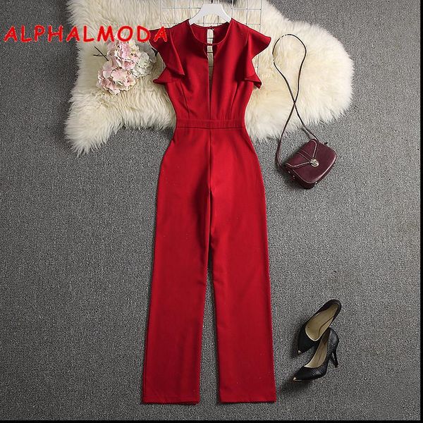 

summer deep v neck womens jumpsuit solid color straight full length pants ladies party overall outfit, Black;white