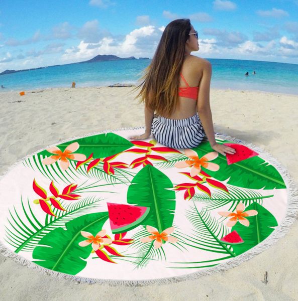 A mais recente toalha de praia impressa a 150cm, estilo de melancia de plantas escolhe microfibra mais borlas para se sentir macio, e suporta o logotipo personalizado