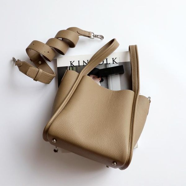 

evening bags 2021 vegetable basket bag fashion handbag bucket large-capacity real cowhide designer for woman