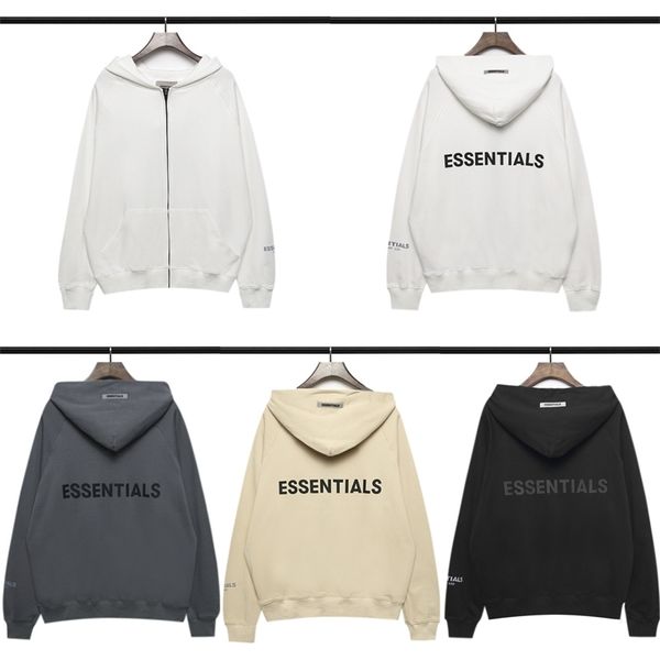 

21 new winter fog hoodie shoulder of god quality ess high street zipper jacket for men and women, Black