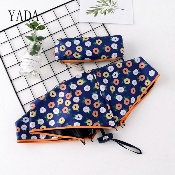 

umbrellas yada 2021 ins plant flower rainy pocket light 4 folding umbrella for women uv mini manual flowers ys200021