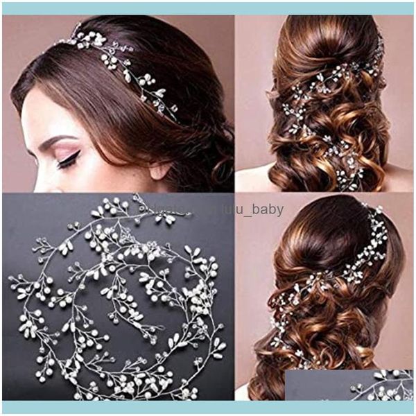 

hair jewelry jewelryhair clips & barrettes bridal extra long pearl and crystal beads vine wedding head piece aessories drop delivery 2021 km, Golden;silver