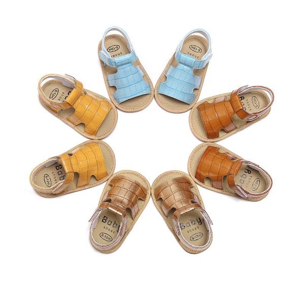 

summer patent leather baby boys britain style sandals soft tor sole infants first walkers crib shoes