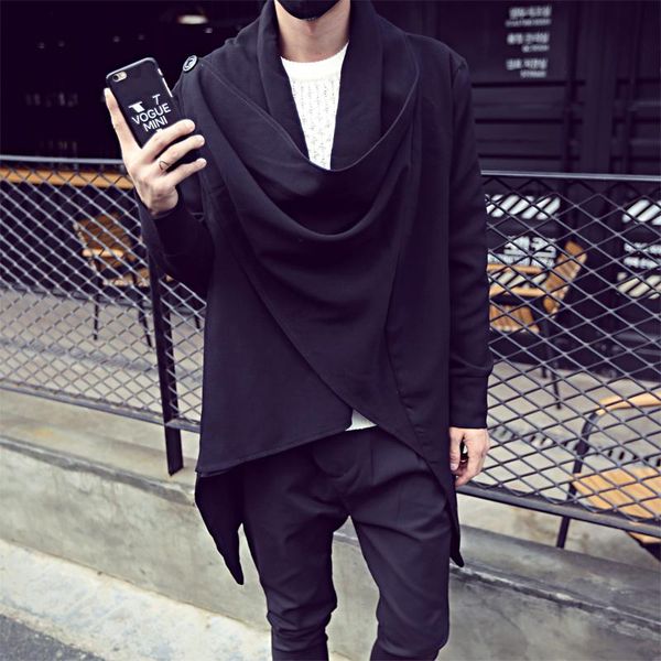 

men's trench coats s-5xl 2021 autumn star clothing irregular male cloak plus size singer costumes, Tan;black
