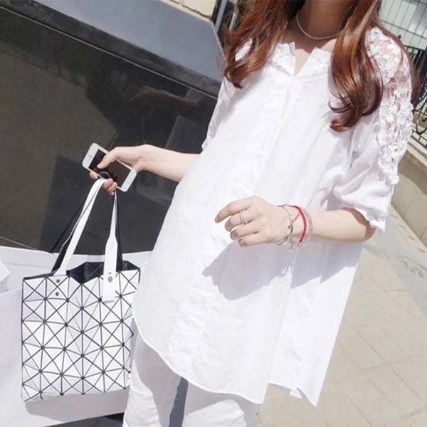 

women's blouses & shirts summer 2021 womens lace patchwork solid blcak white shirt blouse blusas roupa feminina large pluse 5xl big
