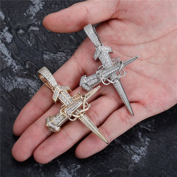 

iced out full zircon jesus cross necklace pendant gold silver plated mens hip hop jewelry gift
