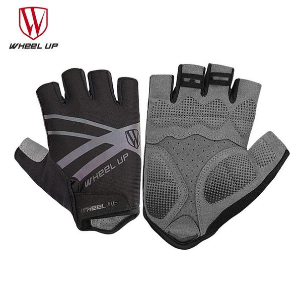 

reflective bike gloves fitness men women half finger bicycle glove breathable absorption cycling, Black