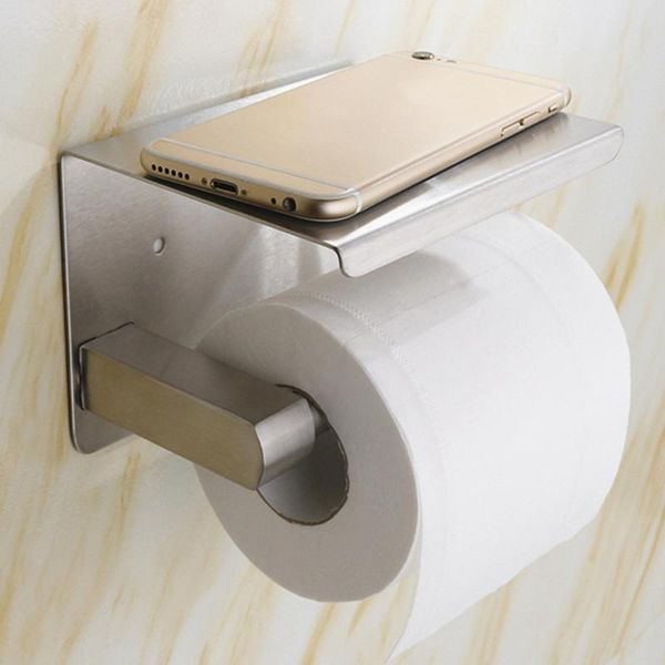 

toilet paper holders stainless steel wall mounted silver holder tissue roll with phone storage shelf bathroom access