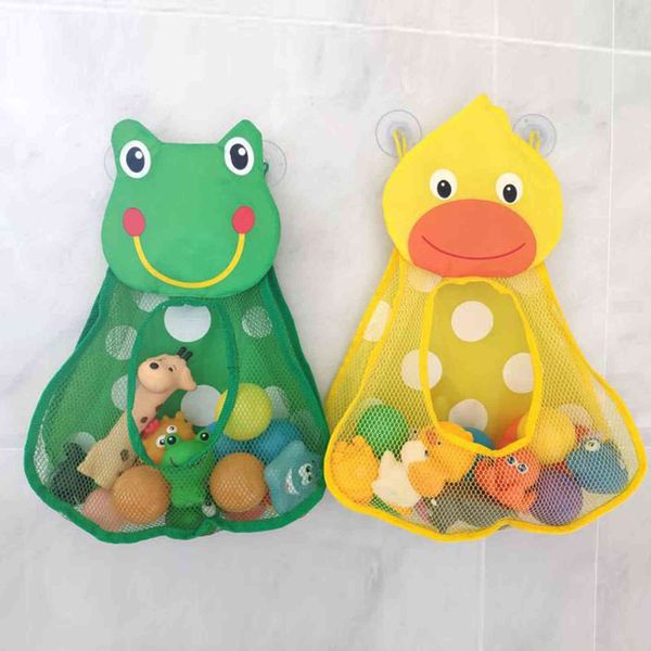 

baby bath toys nice duck frog mesh net toys storage bag strong suction cups bath game bag bath organizer water toys for children wholesale