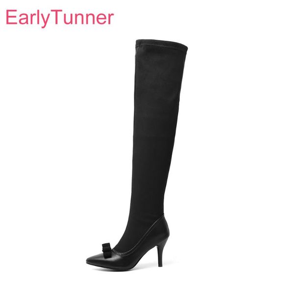 

boots winter elegant black red women thigh high dress heels lady nude shoes ea117 plus big small size 10 28 43 48
