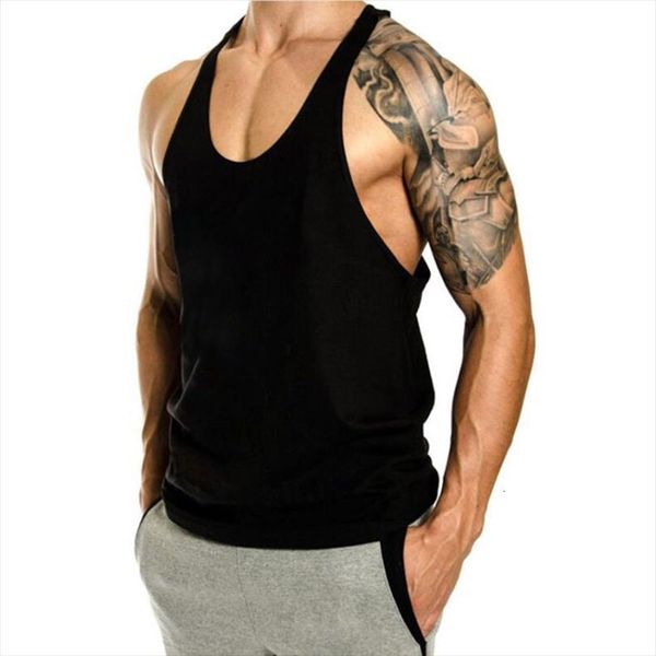 

summer gym stringer singlets mens clothing muscle bodybuilding sleeveless shirt y back sporting tank men fitness vest, White;black