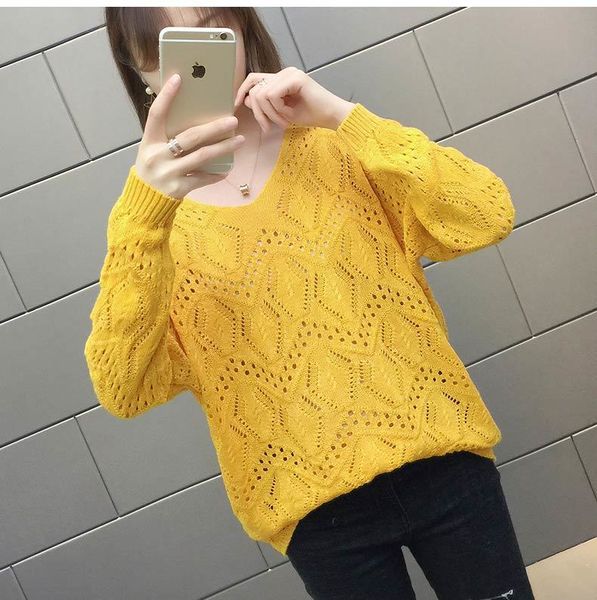 

women's summer hollow out pullover sweater loose deep v neck v-neck knitted casual ruched sweaters tmgq, White;black