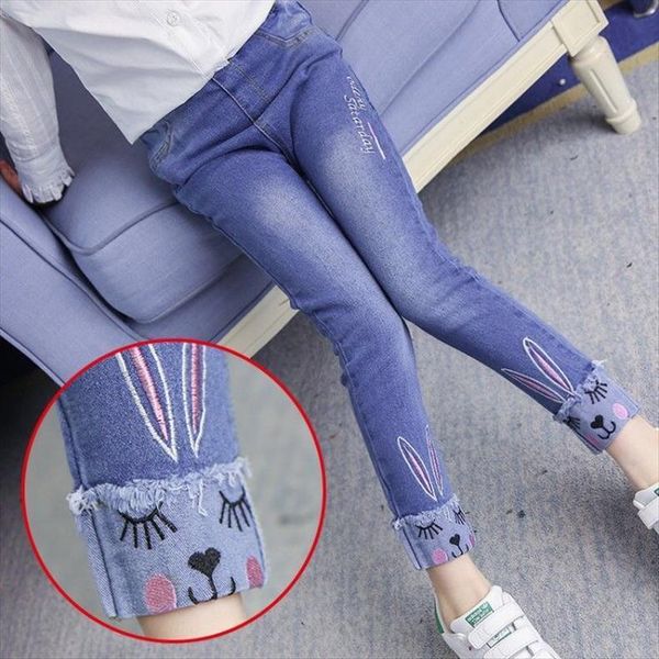 

fashion baby girls skinny jeans for toddler girl denim pants casual kids clothes children trousers teenager ripped, Blue