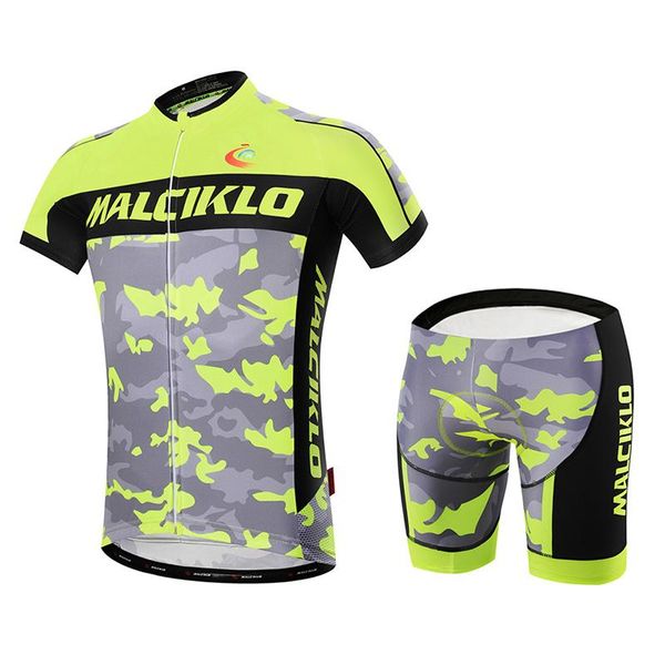 

racing sets men cycling set summer camouflage suits short sleeve jersey padded gel bib shorts outfits bike team mtb mountain bicycle, Black;blue