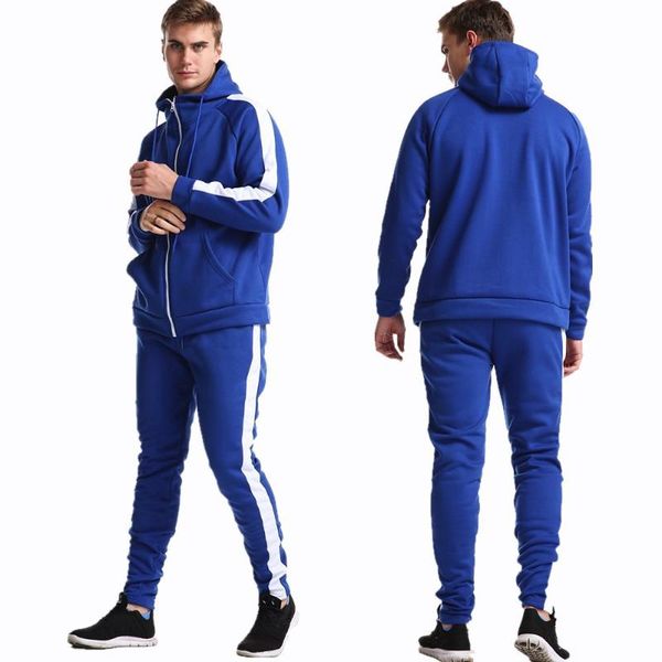 

men's tracksuits arrival mens blank fashion sweatsuit slim fitness sweatshirt&sweatpants casual polyester sportswear man warm tracksuit, Gray