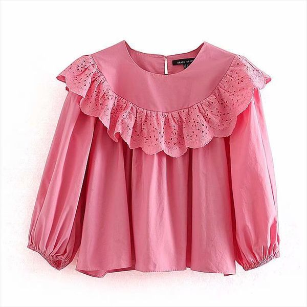 

fashion long sleeve ruffles design women shirt office work vintage, White