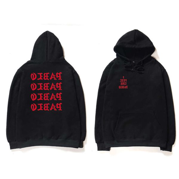 

21ss designer hip hop s men i feel like pablo west streetwear sweatshirts letter print hoodie club, Black