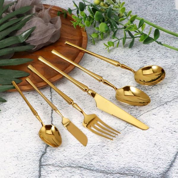 

dinnerware sets jaswehome golden cutlery set 304 stainless steel restaurant el household western style knife fork spoon tablewares
