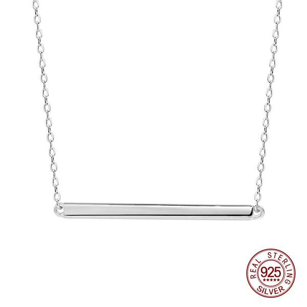 

simple classic 925 sterling silver necklaces fashion square stick long strip link necklace pendant for women girl jewelry zk30 chains