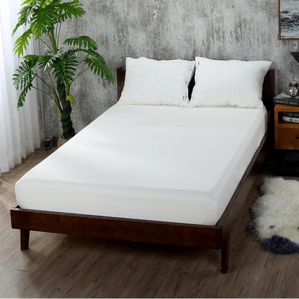 

sheets & sets 1pcs fitted sheet with elastic band solid color bed double queen size 160cm*200cm mattress cover 100% polyester
