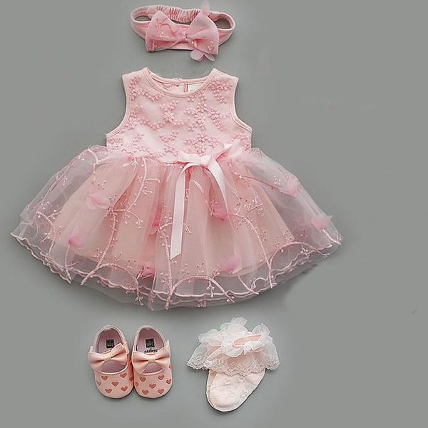 

girl's dresses 4pcs/set baby summer dress infant girls princess christening baptism gown party wedding 0 3 6 9 months outfits, Red;yellow