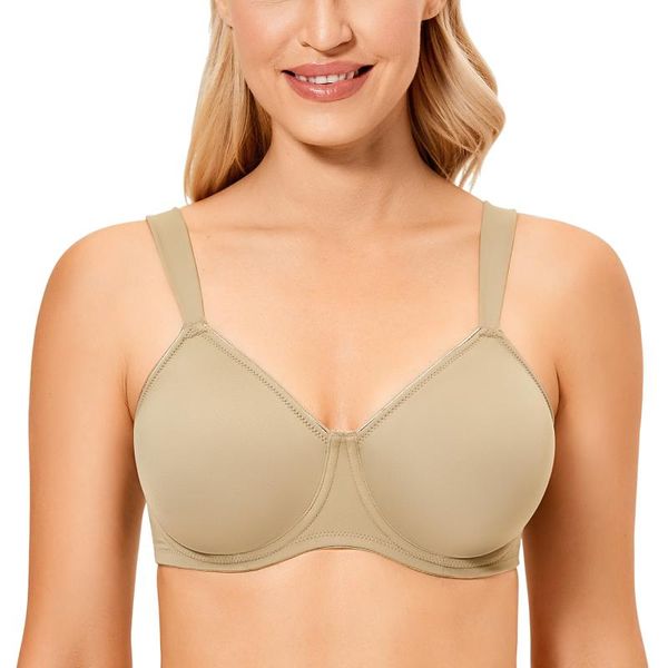 

bras women's smooth full coverage minimizer bra plus size underwire non padded support, Red;black