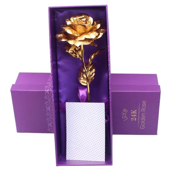 

decorative flowers & wreaths fake gold rose flower present 24k golden foil for mother's day valentine romantic wedding home party anniv