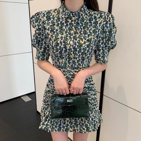 

fashion summer french style sweet women dress club mini print, Black;gray