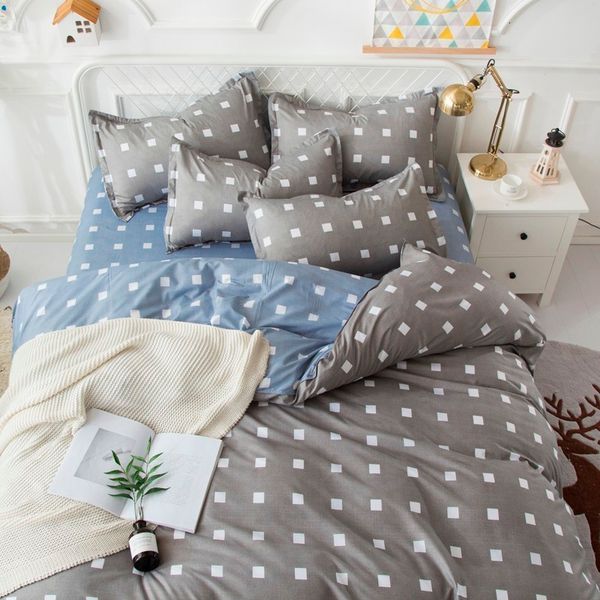 

bedding sets solstice home textile geometric square gray duvet cover pillowcase flat sheets kid boy girl sets king  linens gvly