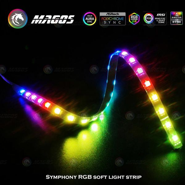 

fans & coolings coolmoon 40cm rgb led flexible magnetic light strip 5v argb m/b sync chassis decorate for pc case gamer diy cabinet