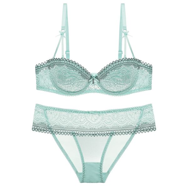 

bra set 1643 thin cotton transparent lace women's underwear, Red;black