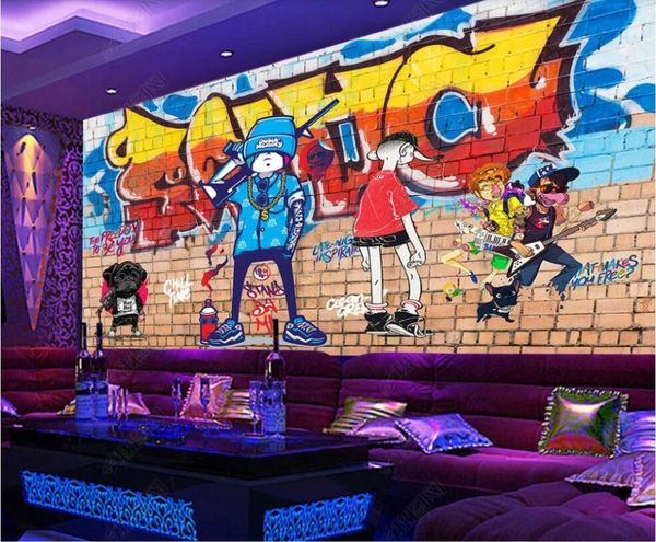 

custom po mural 3d wallpaper colorful street rock graffiti bar ktv home decor living room for walls 3 d in rolls wallpapers