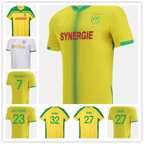 

2021 fc nantes soccer jersey home away maillot de foot 2022 simon louza a toure blas coco coulibaly men football shirt, Black;yellow