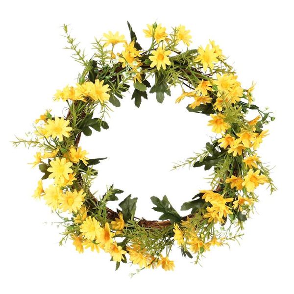 

artificial little daisies wreath door decoration flower arrangement wreaths wedding hanging ring home decor decorative flowers &