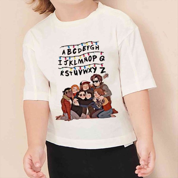 

3 4 5 6 7 8 years stranger things girls t shirt boys short sleeve kids cartoon printing clothes, Blue