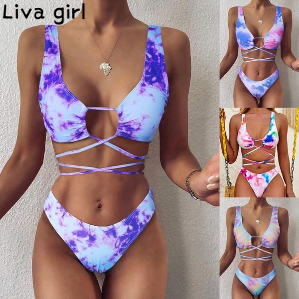 

women's swimwear liva girl printed bikini push up padded swimsuit bandeau women monokini bathing suit brazilian biquin beachwear 2021, White;black