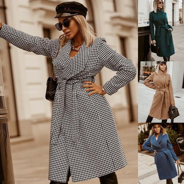 

women's wool & blends european beauty new fashion loose long-sleeved long-sleeved woolen coat, Black