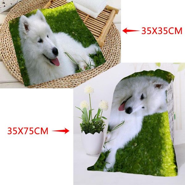 

towel samoyed animals towels size 35x35cm 35x75cm square rectangle printing cotton face fabric custom logo