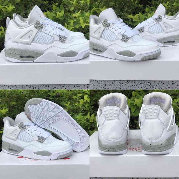 

c080520 2021 authentic 4 white oreo 4s tech grey black fire red shoes men outdoor sports sneakers ct8527-100 with original box us7-13