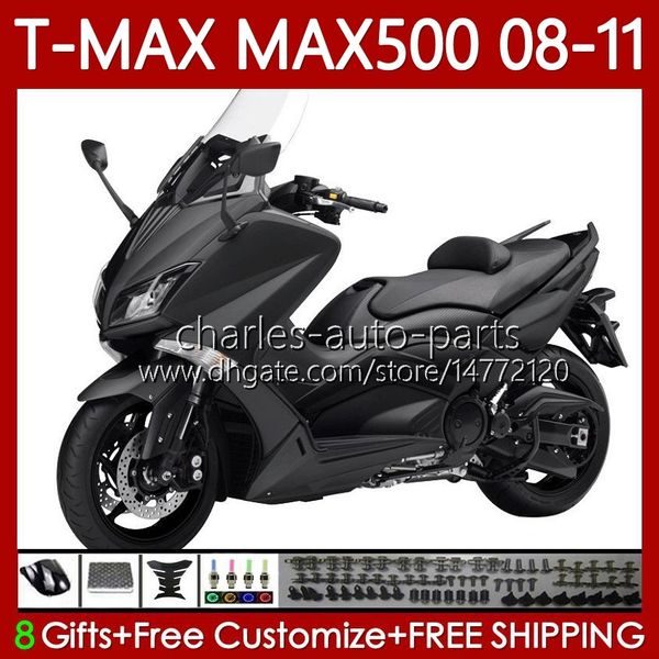 Мотоциклетные обтекали для Yamaha Tmax Max 500 Tmax-500 Max-500 T MAX500 08 09 10 11 плоский черный корпус 107NO.65 TMAX500 T-MAX500 2008 2009 2011 2011 XP500 08-11 Кузов