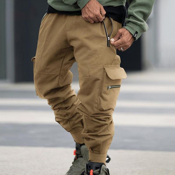 

joggers cargo running pants men casual hip hop hit color pocket male trousers sweatpants streetwear techwear lose, Black;blue