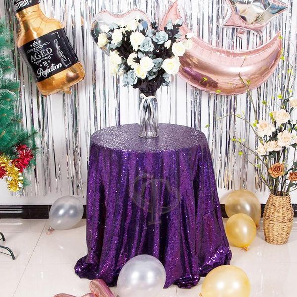 

table cloth purple sequin tablecloth glitter round for wedding birthday party home decor embroidered cover