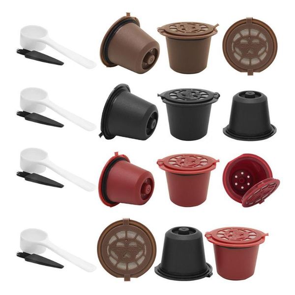 

coffee filters reusable refillable with plastic spoon filter pod brush